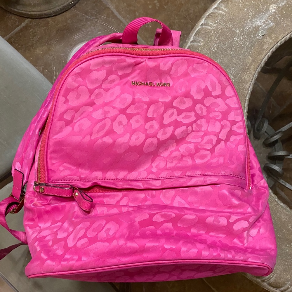 Hot pink cheetah Micheal Kors backpack
